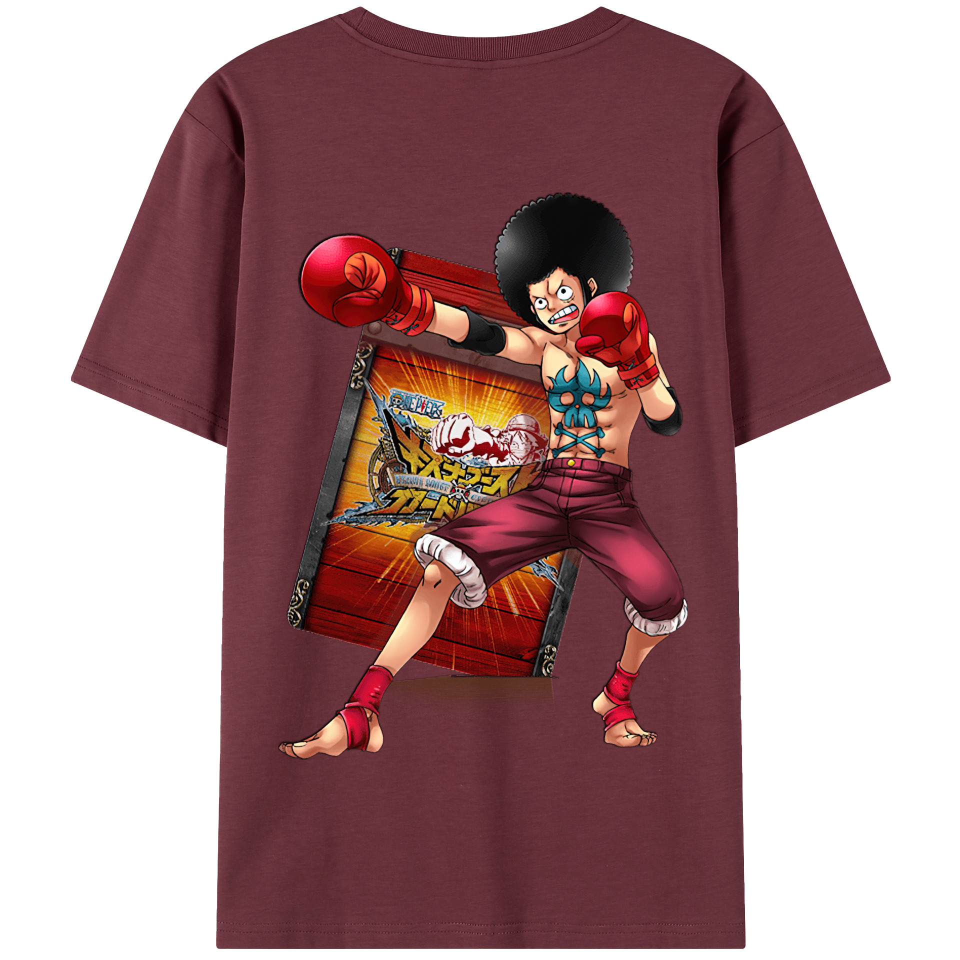 ワンピース モンキー・D・ルフィ ONE PIECE Monkey D. Luffy 綿100％半袖Tシャツ（背面プリント）